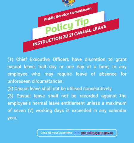 PSC Policy Tip for the Week on 2B.21 Casual Leave