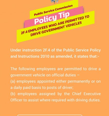 PSC Policy Tip for the Week on 2F.4 Employees who are permitted to drive Government Vehicles