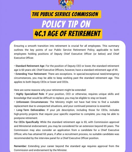 PSC Policy Tip for the Week on 4C. Age of Retirement