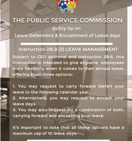 PSC Policy Tip for the Week on Leave Deferment & Encashment of Leave days