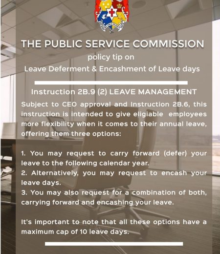 PSC Policy Tip for the Week on Leave Deferment & Encashment of Leave days