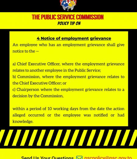 PSC Policy Tip for the Week on Regulation 4 Notice of employment grievance