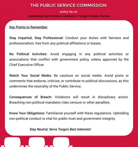 PSC Policy Tip for the Week on Upholding Non-Political Conduct in Tonga's Public Service