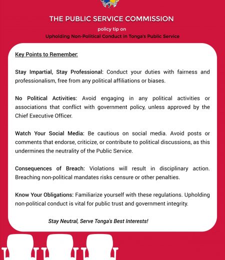 PSC Policy Tip for the Week on Upholding Non-Political Conduct in Tonga's Public Service